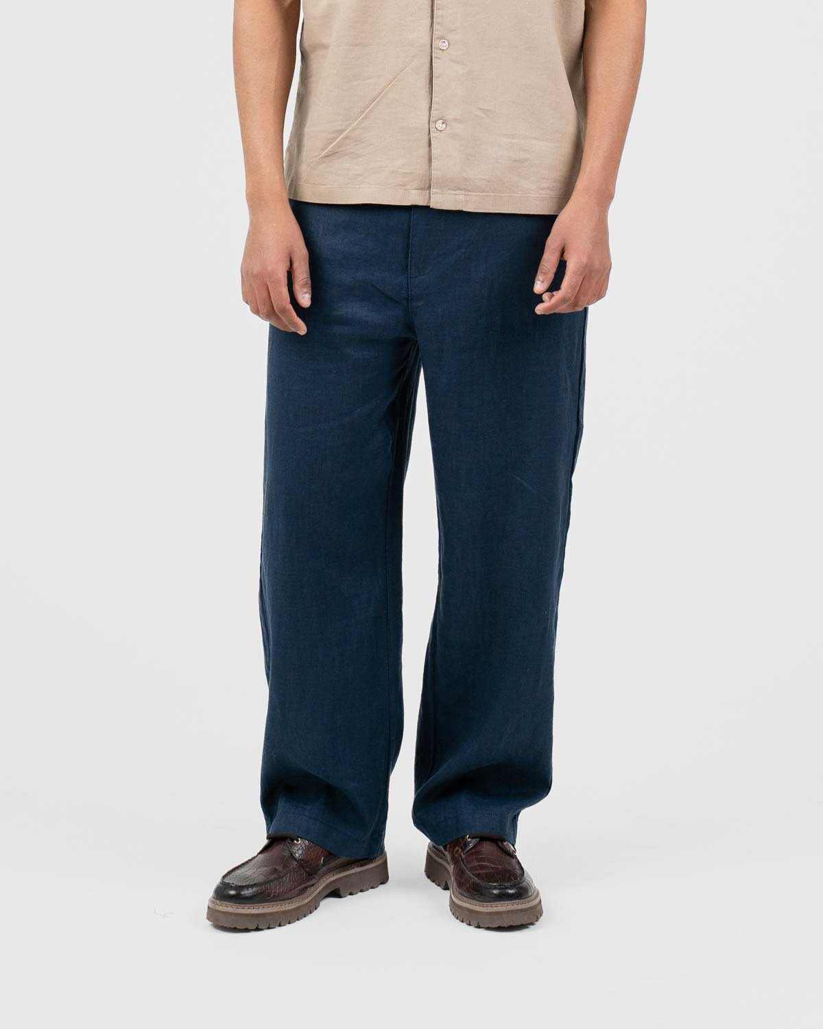 Baggy 100% hørbukser Navy | Skagen - clothing.dk